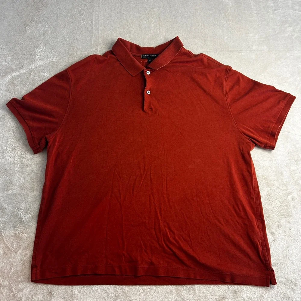 Banana Republic Luxury Touch Performance Polo Shirt Mens XXL Rust Orange Cotton